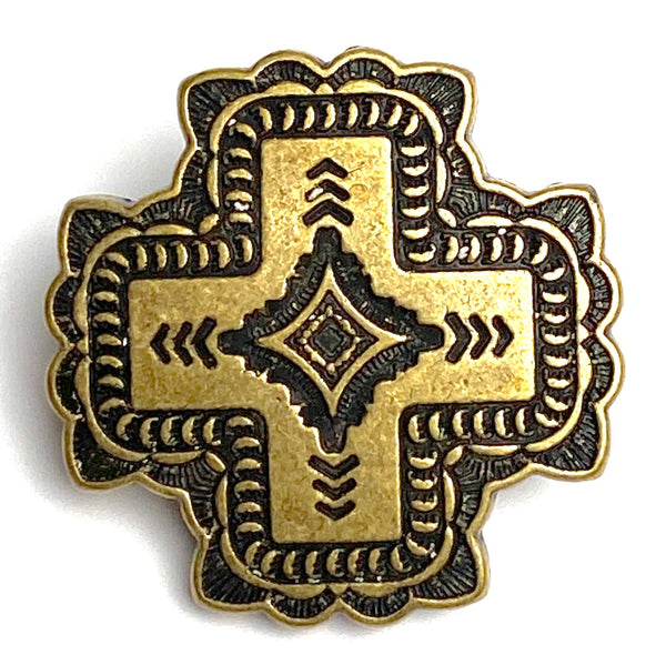 Re-Stocked, Santa Fe Cross Brass Concho 1-1/4" Screwback  #SWM-23,  1.25"