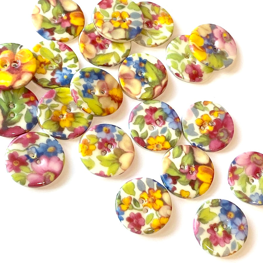 Running Low, Cottage Garden Mixed Floral Button, Handmade Porcelain 15 ...
