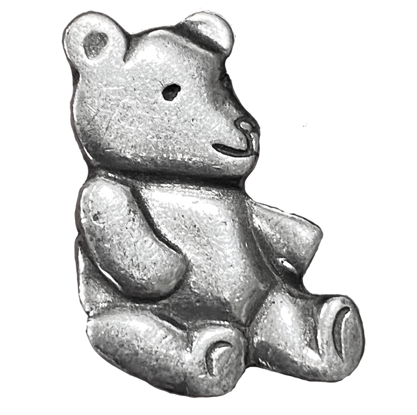 Teddy Bear Pewter Button, 3/4" Danforth USA, 19mm, Shank Back # FJ-125