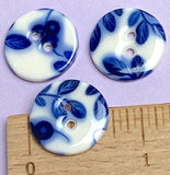 Indigo / White 11/16" Round "Summer Night" Porcelain Button