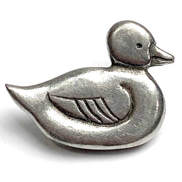 Duck Pewter Button, 3/4" from Danforth USA, 18mm, Shank Back # FJ-128