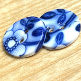 Indigo / White 11/16" Round "Summer Night" Porcelain Button