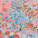 Liquid Drape Bingata Chirimen Crepe Silk from Japan, 14" x 63" Piece from a Vintage Kimono # 532