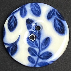 Indigo / White 7/8"-15/16" Round "Summer Night" Porcelain Button