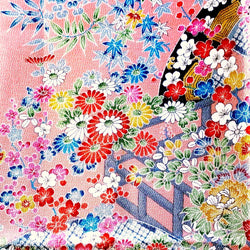 Liquid Drape Bingata Chirimen Crepe Silk from Japan, 14" x 63" Piece from a Vintage Kimono # 532