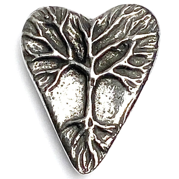 Tree Heart Pewter Button from Green Girl Studios, 1" / 25mm,Shank Back  # G349