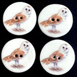 SALE - Owl Porcelain Button, 1-1/8" to 1-3/16" Artisan Ceramic 2-Holes