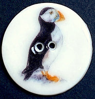 SALE, Puffin Porcelain Button 1-1/8" -1-3/16" 2-hole, Handmade