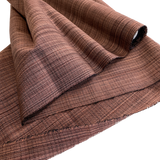 Chocolate Strawberry Mochi Textured Rustic Stripe Vintage Kimono Fabric By the Yard # 534