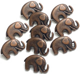 TEN FOR $8, Little Antique Copper Elephant "Jaybo" Button 3/4" Metal, 20mm, Shank Back   #SWC-130