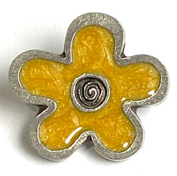Yellow Flower Button from Danforth Pewter, 3/4"  #FJ-155