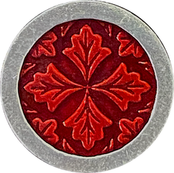 Red Leaf Medallion Leaves Button from Danforth Pewter, 3/4"  #FJ-156