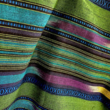 1 YARD REMANT, Blue / Green Serape Stripe Soft Cotton, 44"wide. #CHL-121