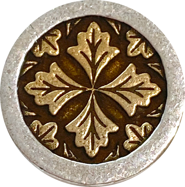 Leaf Medallion Button with Citrus Gold, from Danforth Pewter, 13/16"  #FJ-160