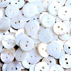 White 9/16" Shell Two-Hole Buttons, 14mm, Pack of 80  # LP-67