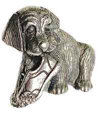 Rascal Puppy Button, Pewter, 3/4" Danforth USA, Shank Back # FJ-164