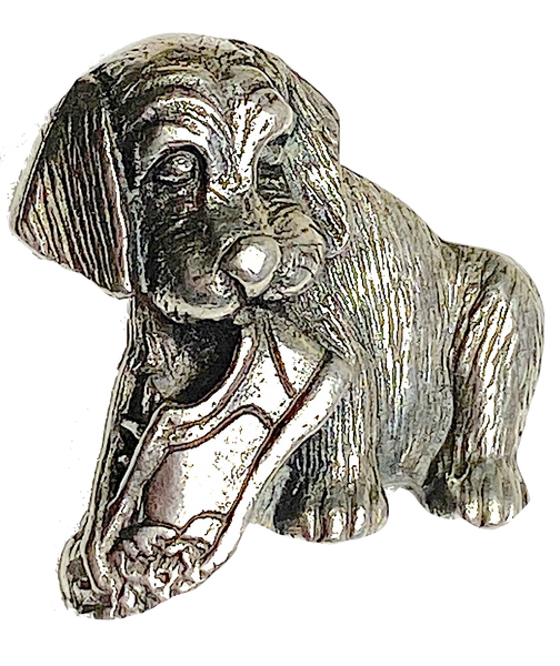 Rascal Puppy Button, Pewter, 3/4" Danforth USA, Shank Back # FJ-164