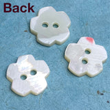 White Flower Shape 1/2" Button, Light ivory Plumeria 2-Hole 13mm Pearl MOP Shell  #680