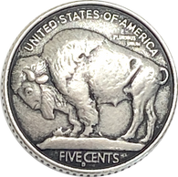 Buffalo REPLICA Nickel Button Silver Metal 13/16" / 20mm, Shank Back