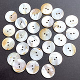 Re-Stocked at Lower Price, Honey-White-Taupe 7/8"-15/16" Iridescent Pearl Shell Round 2-Hole Buttons, 22/23mm, Pack of 25,   Item # LP-72