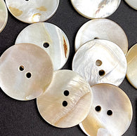 Mermaid's Latte, Honey-White-Taupe Mix, 7/8"-15/16" Natural Iridescent Pearl Shell Round 2-Hole Buttons, 22/23mm,  Item # LP-72