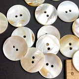 Re-Stocked at Lower Price, Honey-White-Taupe 7/8"-15/16" Iridescent Pearl Shell Round 2-Hole Buttons, 22/23mm, Pack of 25,   Item # LP-72