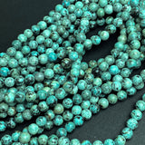 Green 'African Turquoise' Jasper, 3/16", Small Round 6mm Beads, 15" Strand #L229