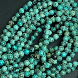 Green 'African Turquoise' Jasper, 3/16", Small Round 6mm Beads, 15" Strand #L229