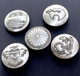 Set of 5, Vintage Sterling Silver Button Covers, Each One Different, 3/4" #MV-47