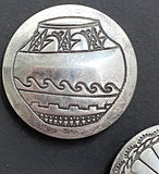 Set of 5, Vintage Sterling Silver Button Covers, Each One Different, 3/4" #MV-47