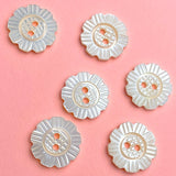 Flower Shape 5/8" 2-Hole Pearl Shell Button, Pack of SIX #683