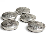 Set of 5, Vintage Sterling Silver Button Covers, Each One Different, 3/4" #MV-47