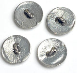 Hammered Round Danforth Pewter Button, 3/4" Shank Back, USA Made, #FJ-170