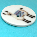 SALE, Llama Artisan Porcelain Button, 1-1/8" Round 2 hole, by Kate Holliday