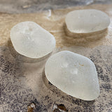 Sea Glass Buttons White, Natural Real Ocean Tumbled  $13/Set of 3  #BCH-68