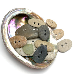Beach Stone Buttons, Twelve Natural Real Ocean Tumbled  $24/Set of 12 Mixed #BCH-72