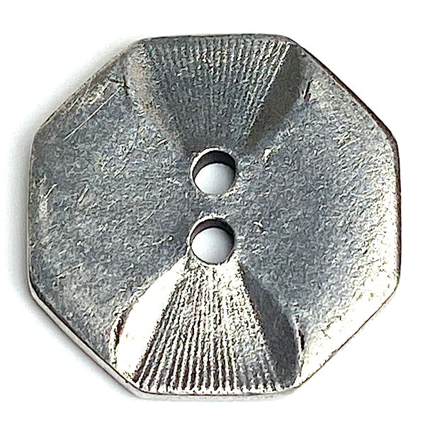 Hexagon Danforth Pewter Button, 3/4" Two Holes, USA Made, #FJ-177