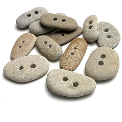 Beach Stone Buttons, Twelve Natural Real Ocean Tumbled  $24/Set of 12 Mixed #BCH-73