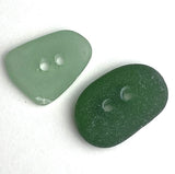 Beach Glass Sea Glass Buttons, Two Natural Real Ocean-Tumbled $8  #BCH-75
