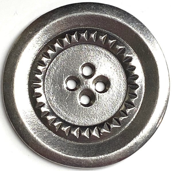 Piecrust Wheel Large Danforth Pewter 2 Hole Button, 1-3/8"  USA Made, #FJ-180