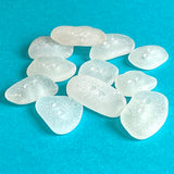 White Sea Glass Buttons, Natural Real Ocean Tumbled  $45/Set of 12  #BCH-76