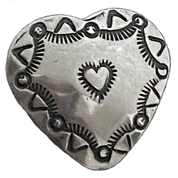 Inner Heart Nickel Silver 15/16" Southwest Style Concho Button 25mm, Large Shank #SW-326