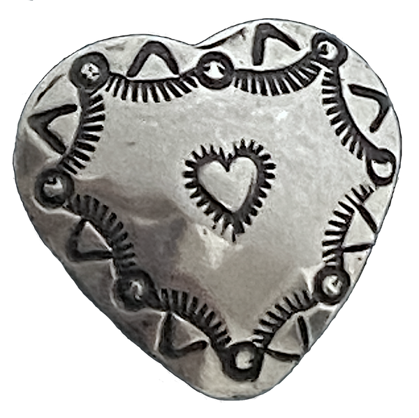 Inner Heart Nickel Silver 15/16" Southwest Style Concho Button 25mm, Large Shank #SW-326