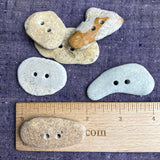 Six Large Beach Stone Buttons, Natural Real Ocean Tumbled  $15/Set of 6  #BCH-78