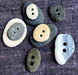 Nine Beach Stone Buttons, Natural Real Ocean Tumbled  $20/Set of 9  #BCH-79