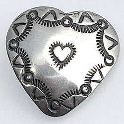 Inner Heart Nickel Silver 15/16" Concho Button 25mm, Large Shank #SW-326