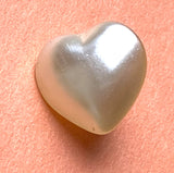Re-Stocked, Vintage Pearl Heart Glass Button 3/8" 10mm  1960's Classic. #757