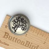 Tree Silver 1" Metal Button 25mm, Large Shank, USA Made #SW-327