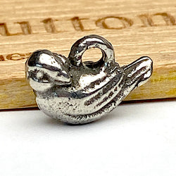 Tiny Bird Pewter Charm/Dangle, 9/16" from Green Girl Studios 14mm #G451