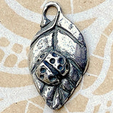 Ladybug Leaf Pewter Charm 1" from Green Girl Studios #G261